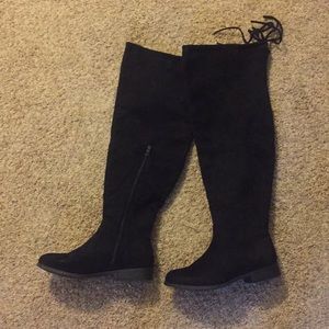 Black suede over the knee boots